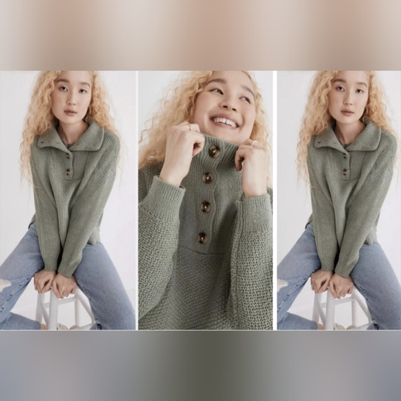 NWOT Madewell Canby Button Mockneck Sweater, XS - Picture 2 of 6